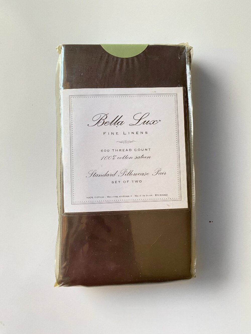 Bella Lux Standard Pillowcase Pair Brown 600 TC 100% Cotton Sateen Set of 2